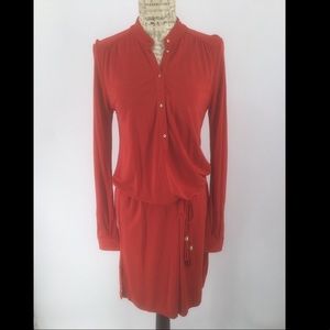 Diane Von Furstenberg  , Red Long sleeve belted shirt dress ,good condition